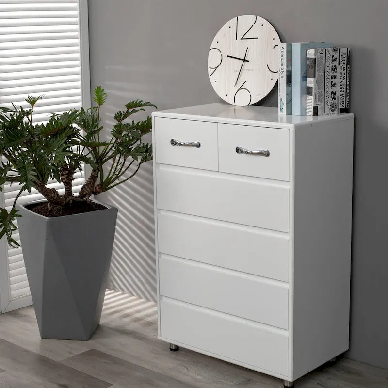 Grande commode de rangement à 6 tiroirs pour salon, chambre à coucher