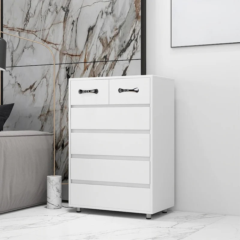 Grande commode de rangement à 6 tiroirs pour salon, chambre à coucher