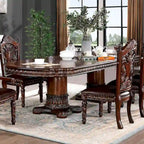 Table à manger extensible Abeena en merisier traditionnel de 120 pouces