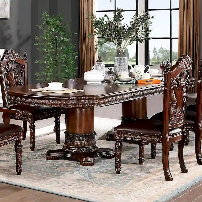 Table à manger extensible Abeena en merisier traditionnel de 120 pouces