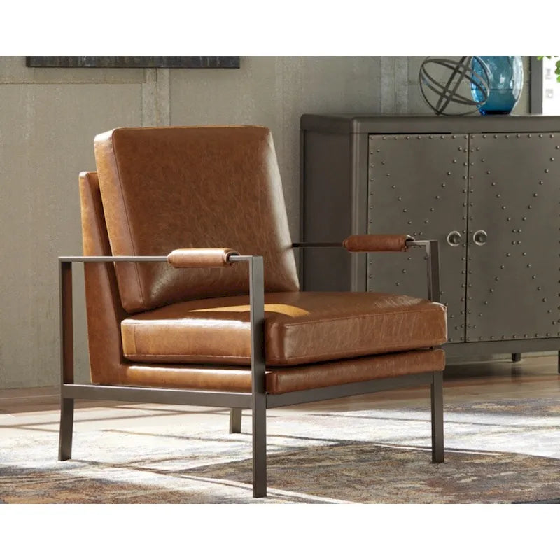 Fauteuil d'appoint contemporain en similicuir marron Peacemaker
