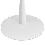 Table à manger sur pied ovale avec plateau en faux marbre blanc
