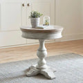 Table d'appoint ronde antique blanche sur pied
