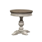 Table d'appoint ronde antique blanche sur pied