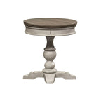 Table d'appoint ronde antique blanche sur pied
