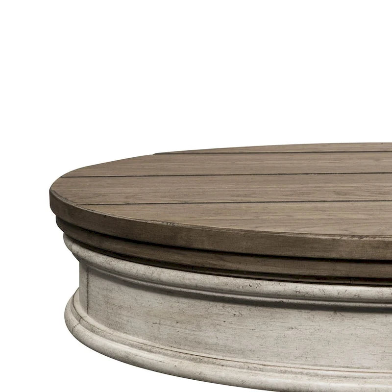 Table d'appoint ronde antique blanche sur pied