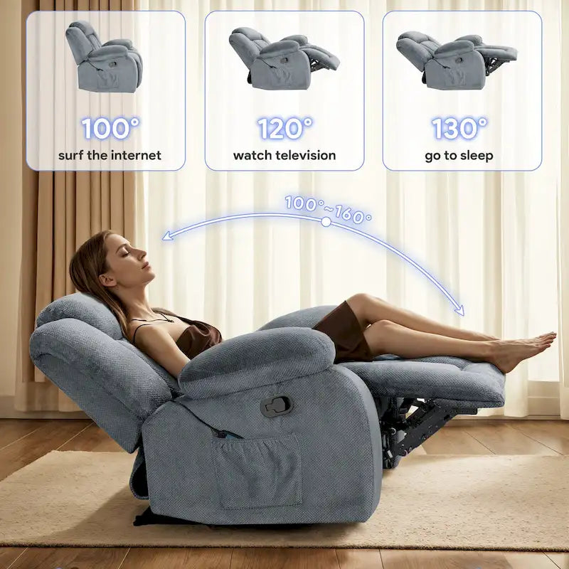 Fauteuil inclinable chauffant et massant grand confort, taille standard