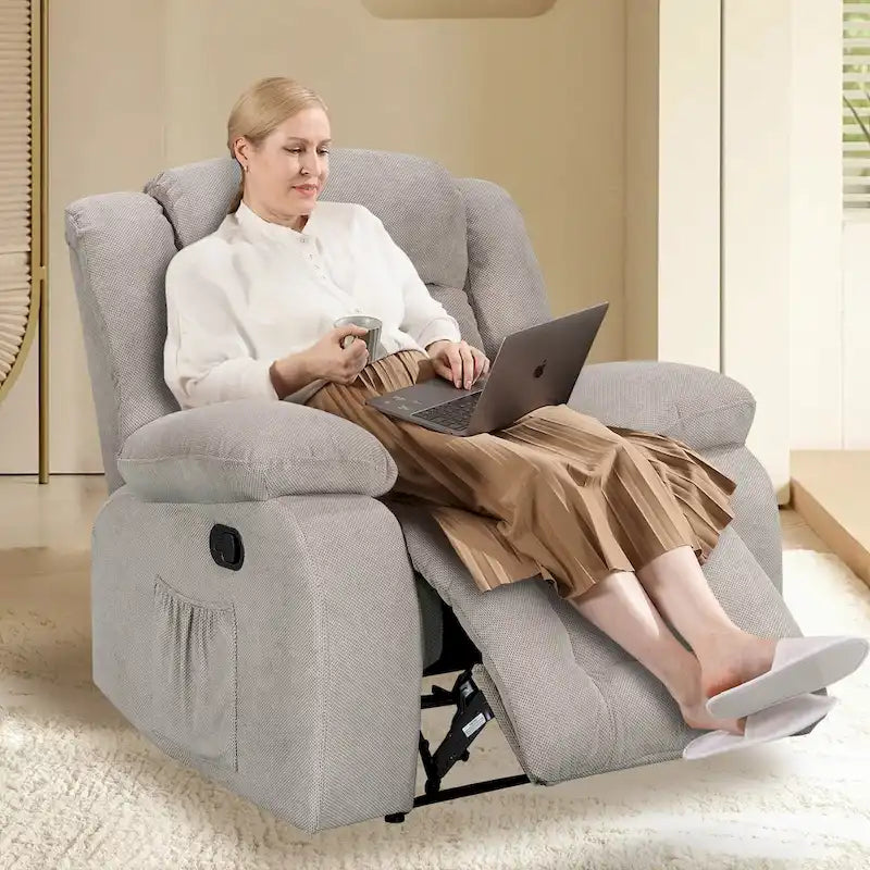 Fauteuil inclinable chauffant et massant grand confort, taille standard