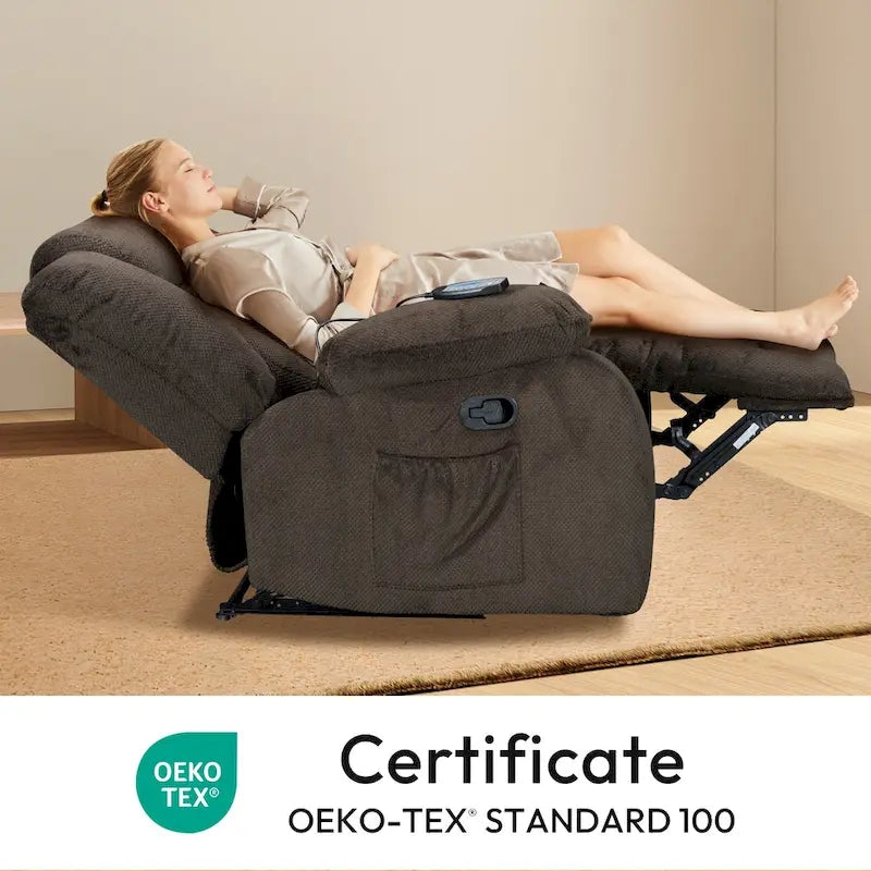 Fauteuil inclinable chauffant et massant grand confort, taille standard