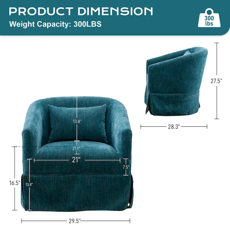 Fauteuil cabriolet pivotant rembourré – Fauteuil d'appoint à 360° avec coussin lombaire