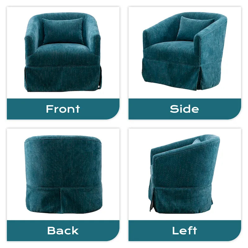 Fauteuil cabriolet pivotant rembourré – Fauteuil d'appoint à 360° avec coussin lombaire