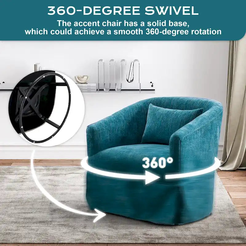 Fauteuil cabriolet pivotant rembourré – Fauteuil d'appoint à 360° avec coussin lombaire