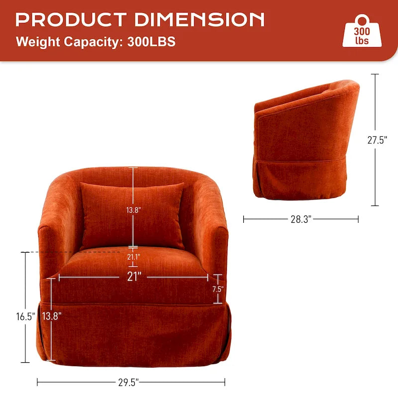 Fauteuil cabriolet pivotant rembourré – Fauteuil d'appoint à 360° avec coussin lombaire