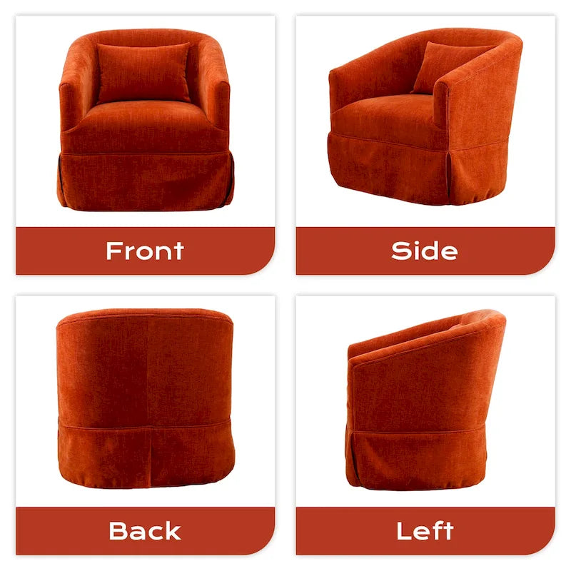 Fauteuil cabriolet pivotant rembourré – Fauteuil d'appoint à 360° avec coussin lombaire
