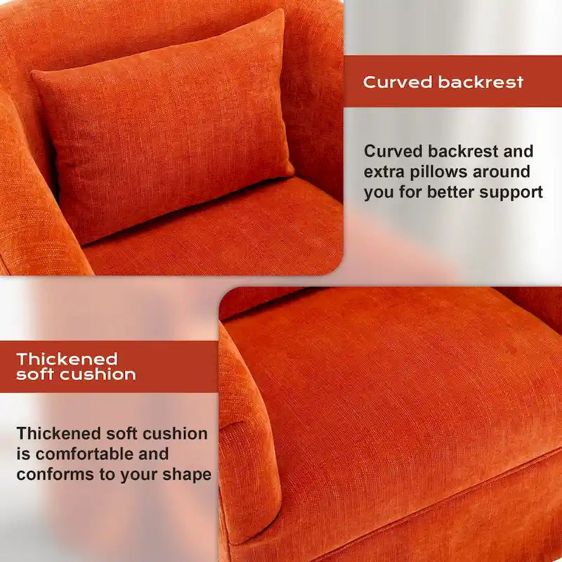 Fauteuil cabriolet pivotant rembourré – Fauteuil d'appoint à 360° avec coussin lombaire