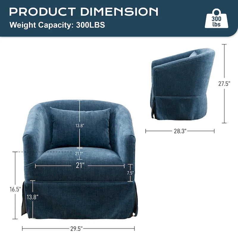 Fauteuil cabriolet pivotant rembourré – Fauteuil d'appoint à 360° avec coussin lombaire