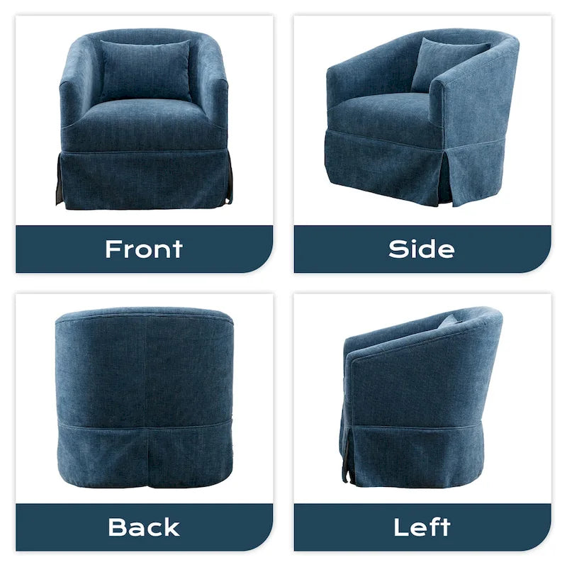 Fauteuil cabriolet pivotant rembourré – Fauteuil d'appoint à 360° avec coussin lombaire