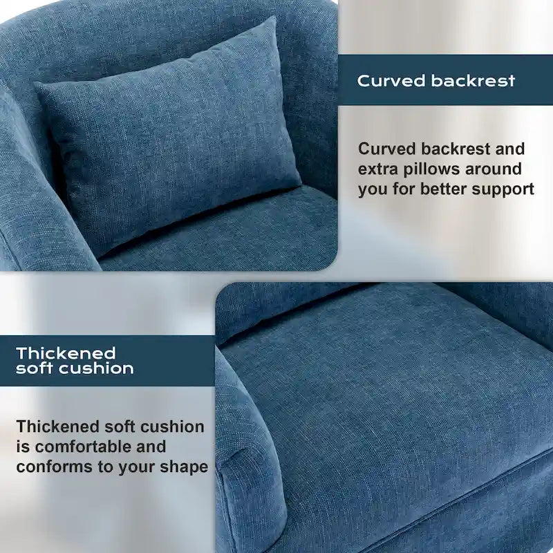 Fauteuil cabriolet pivotant rembourré – Fauteuil d'appoint à 360° avec coussin lombaire
