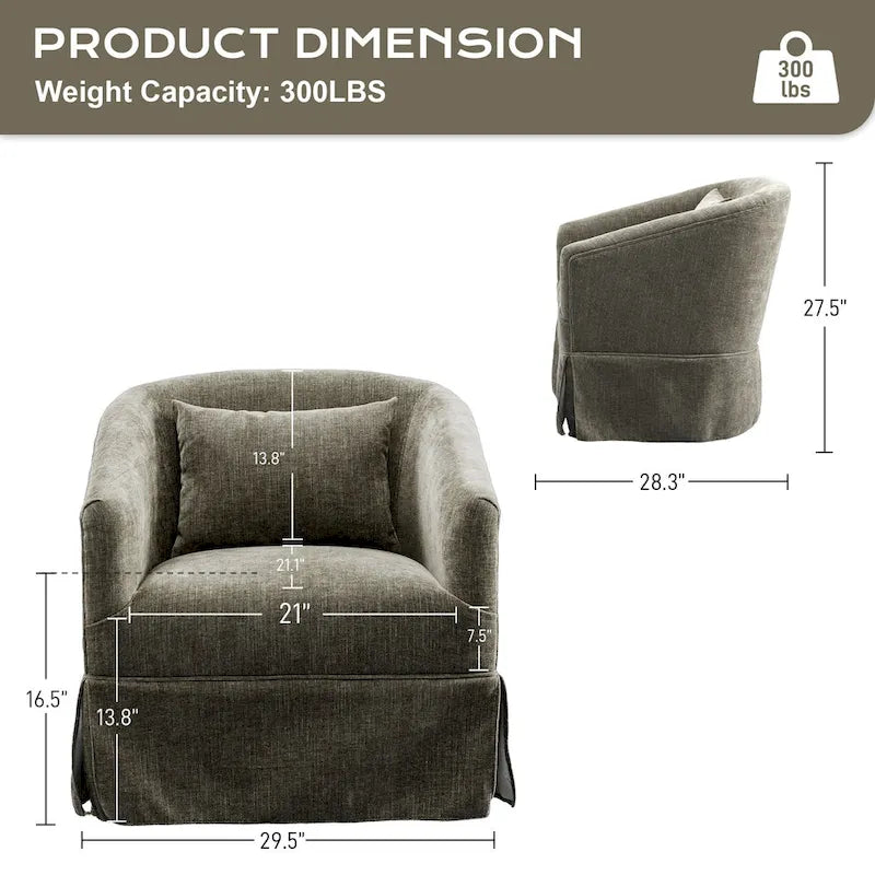 Fauteuil cabriolet pivotant rembourré – Fauteuil d'appoint à 360° avec coussin lombaire