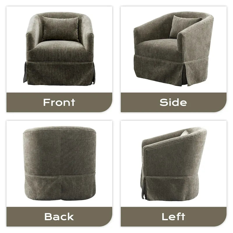 Fauteuil cabriolet pivotant rembourré – Fauteuil d'appoint à 360° avec coussin lombaire