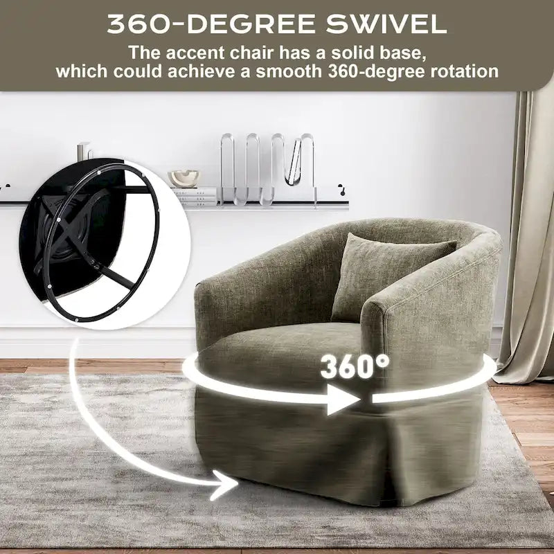 Fauteuil cabriolet pivotant rembourré – Fauteuil d'appoint à 360° avec coussin lombaire