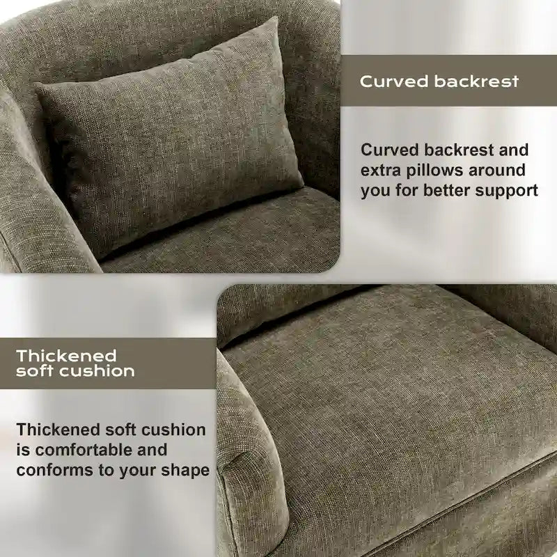 Fauteuil cabriolet pivotant rembourré – Fauteuil d'appoint à 360° avec coussin lombaire