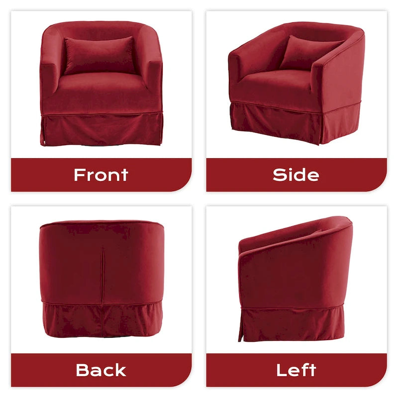 Fauteuil cabriolet pivotant rembourré – Fauteuil d'appoint à 360° avec coussin lombaire