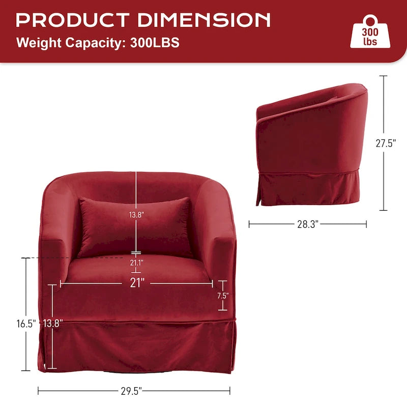 Fauteuil cabriolet pivotant rembourré – Fauteuil d'appoint à 360° avec coussin lombaire