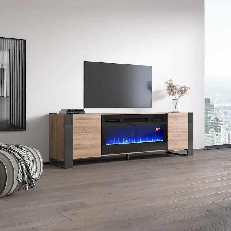Meuble TV Woody BL-EF avec cheminée électrique 77