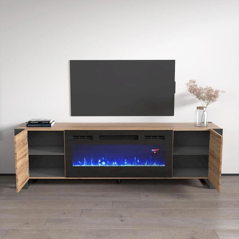 Meuble TV Woody BL-EF avec cheminée électrique 77