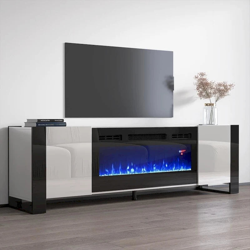 Meuble TV Woody BL-EF avec cheminée électrique 77