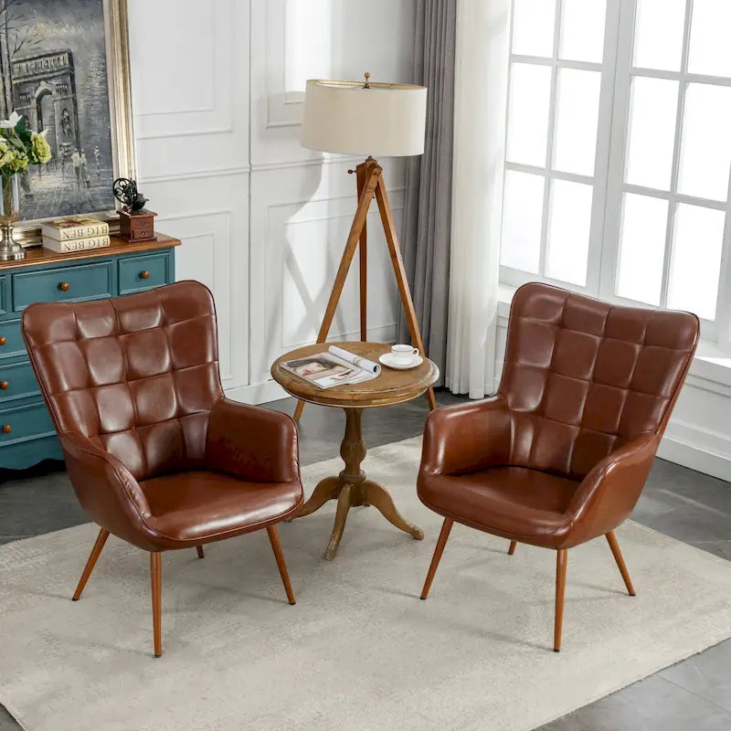 Lot de 2 fauteuils d'appoint modernes à oreilles avec accoudoirs