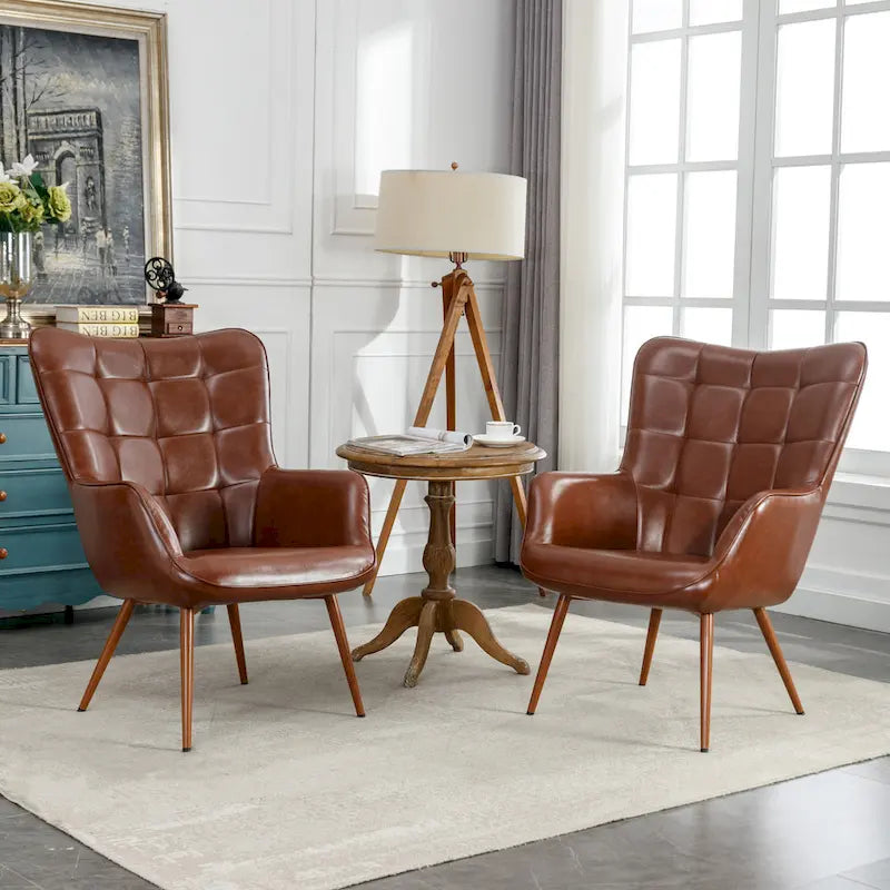 Lot de 2 fauteuils d'appoint modernes à oreilles avec accoudoirs