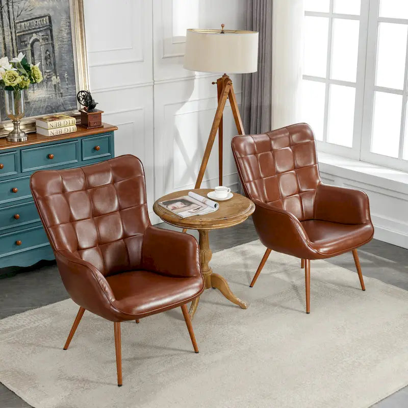 Lot de 2 fauteuils d'appoint modernes à oreilles avec accoudoirs