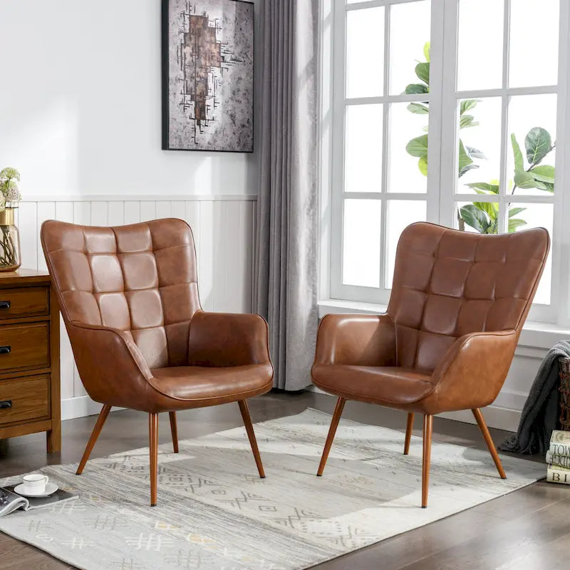 Lot de 2 fauteuils d'appoint modernes à oreilles avec accoudoirs