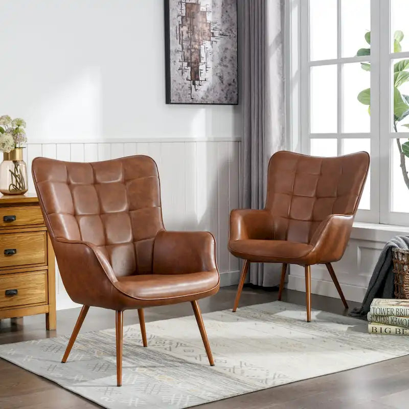 Lot de 2 fauteuils d'appoint modernes à oreilles avec accoudoirs
