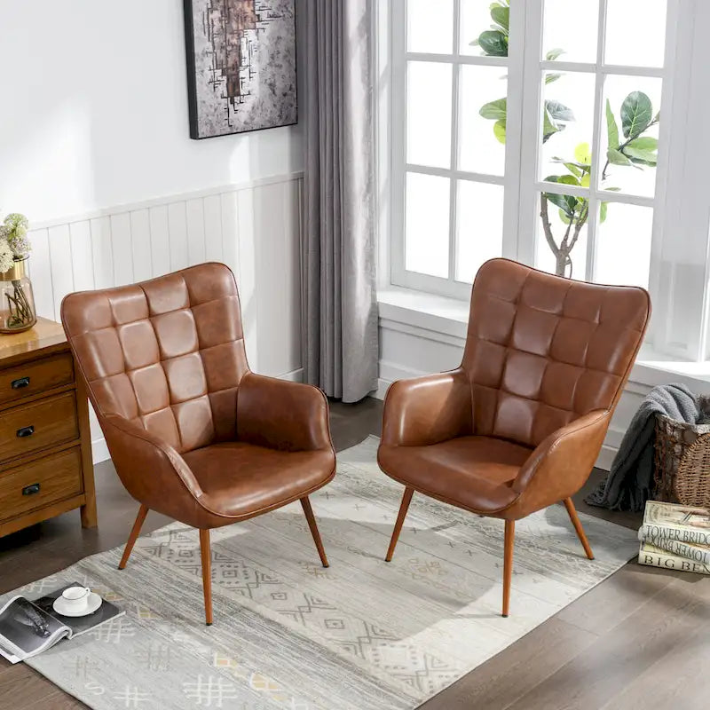 Lot de 2 fauteuils d'appoint modernes à oreilles avec accoudoirs