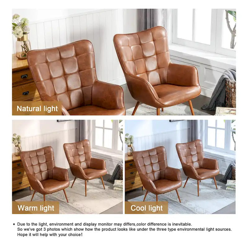 Lot de 2 fauteuils d'appoint modernes à oreilles avec accoudoirs