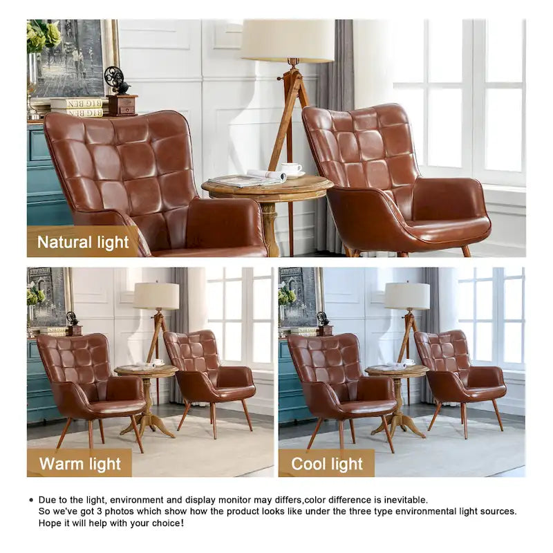 Lot de 2 fauteuils d'appoint modernes à oreilles avec accoudoirs
