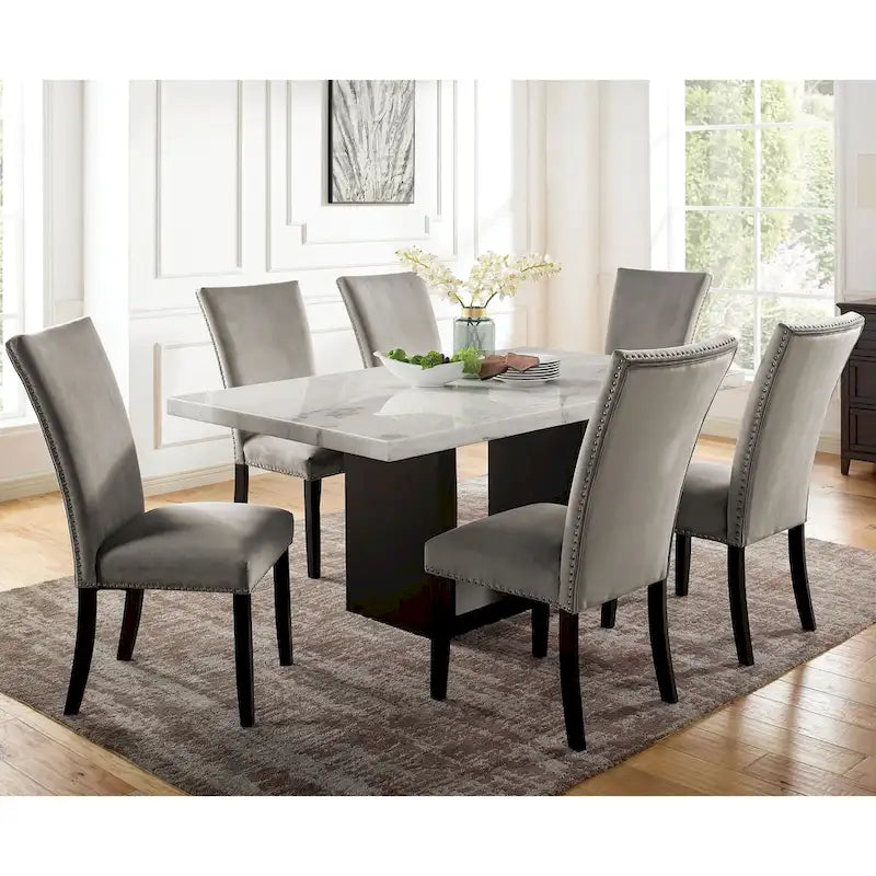 Lot de 2 chaises de salle à manger modernes rembourrées cloutées – Style Parson