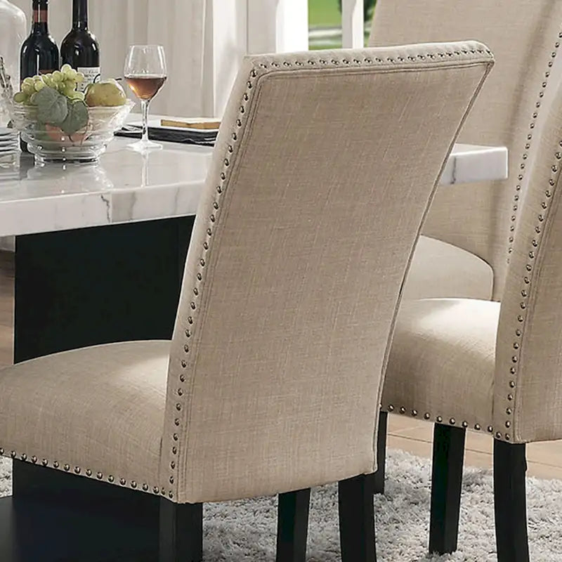 Lot de 2 chaises de salle à manger modernes rembourrées cloutées – Style Parson