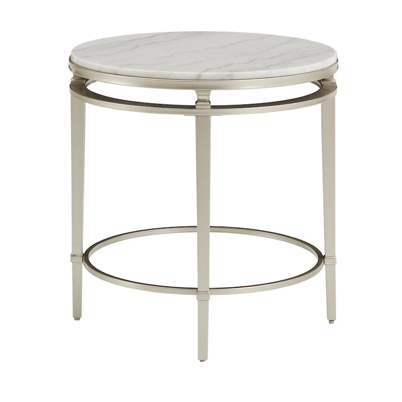 Table d'appoint Egan Champagne Silver avec plateau en marbre – Table d'appoint glamour
