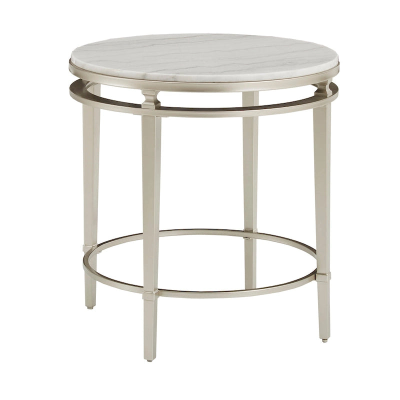 Table d'appoint Egan Champagne Silver avec plateau en marbre – Table d'appoint glamour