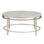 Table d'appoint Egan Champagne Silver avec plateau en marbre – Table d'appoint glamour