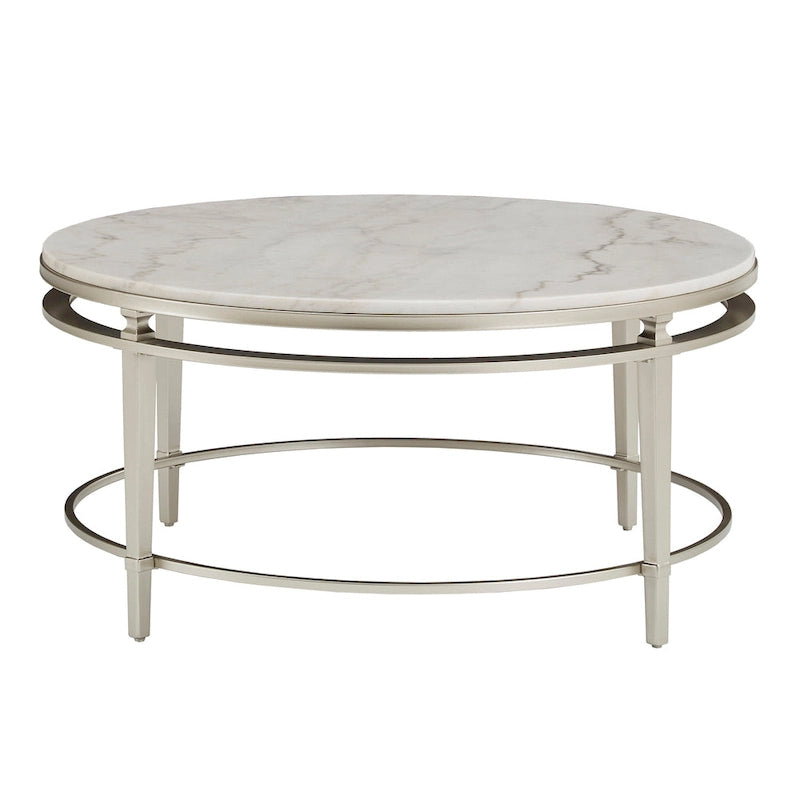 Table d'appoint Egan Champagne Silver avec plateau en marbre – Table d'appoint glamour