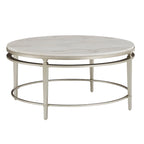 Table d'appoint Egan Champagne Silver avec plateau en marbre – Table d'appoint glamour