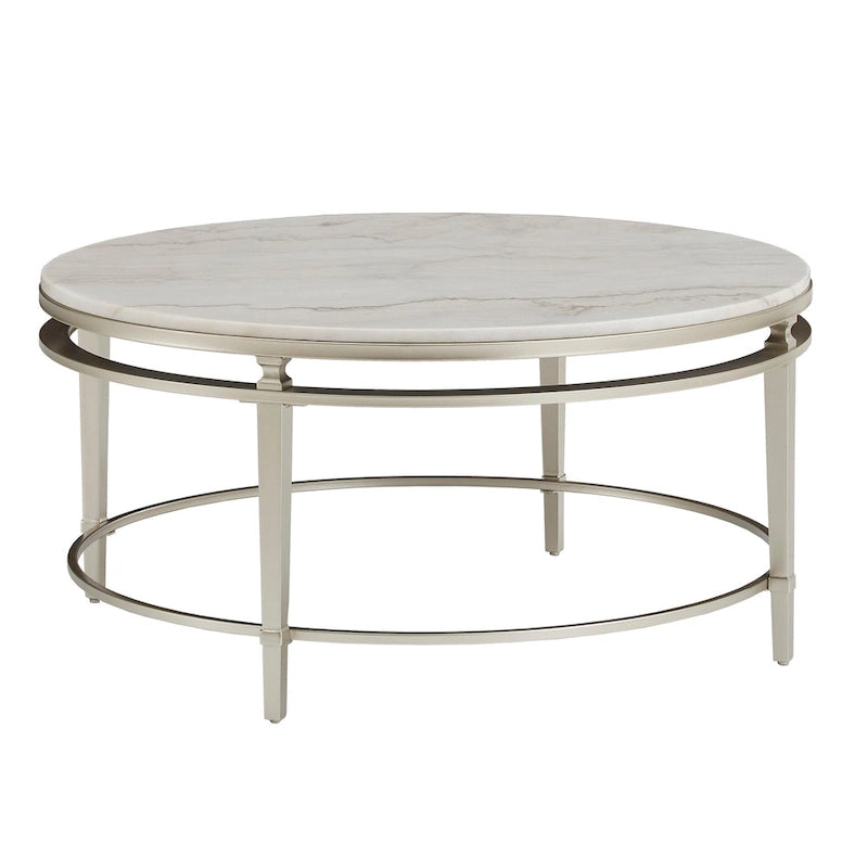 Table d'appoint Egan Champagne Silver avec plateau en marbre – Table d'appoint glamour