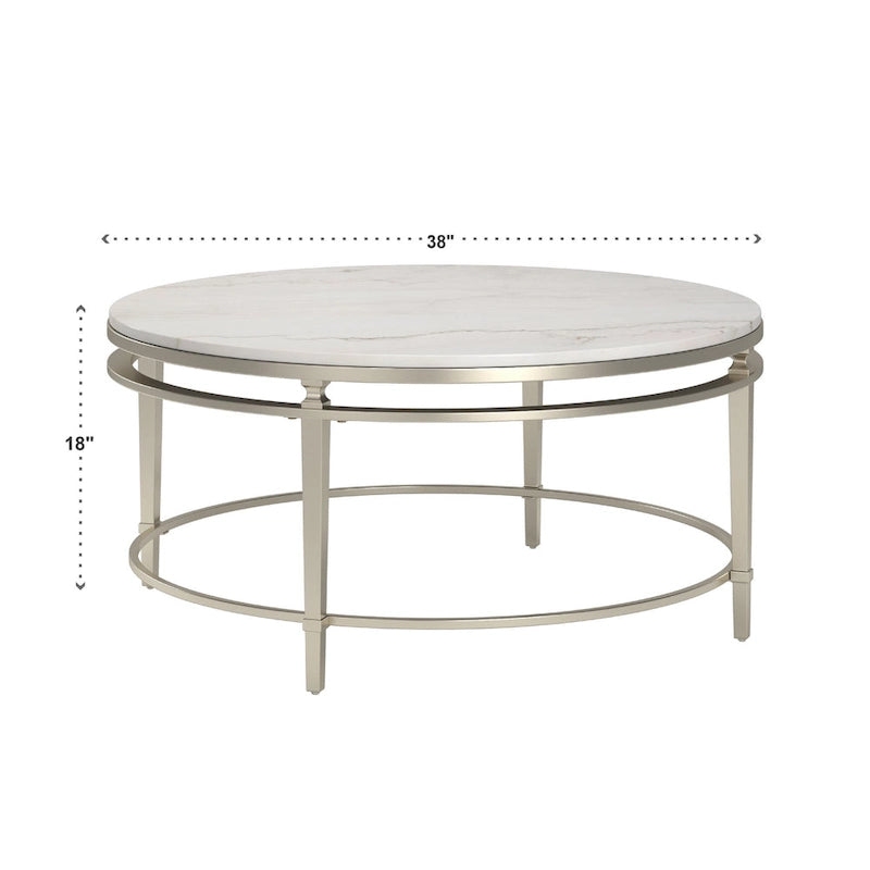 Table d'appoint Egan Champagne Silver avec plateau en marbre – Table d'appoint glamour