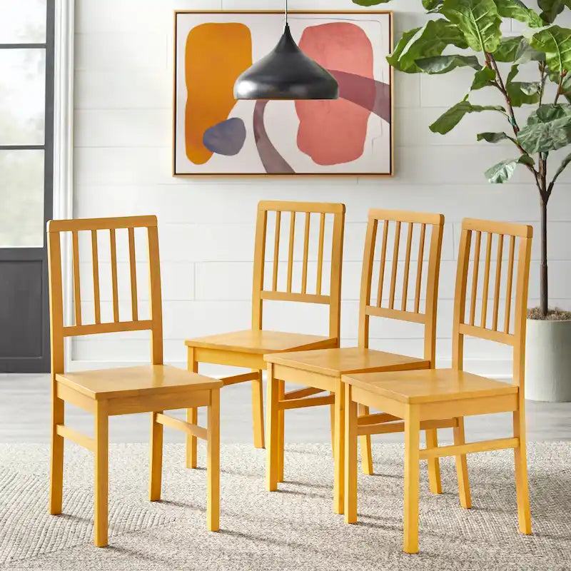 Lot de 4 chaises de salle à manger en bois massif – Dossier à lattes, 5 couleurs