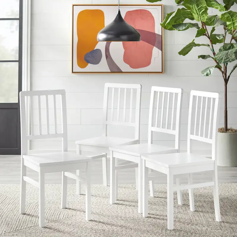 Lot de 4 chaises de salle à manger en bois massif – Dossier à lattes, 5 couleurs
